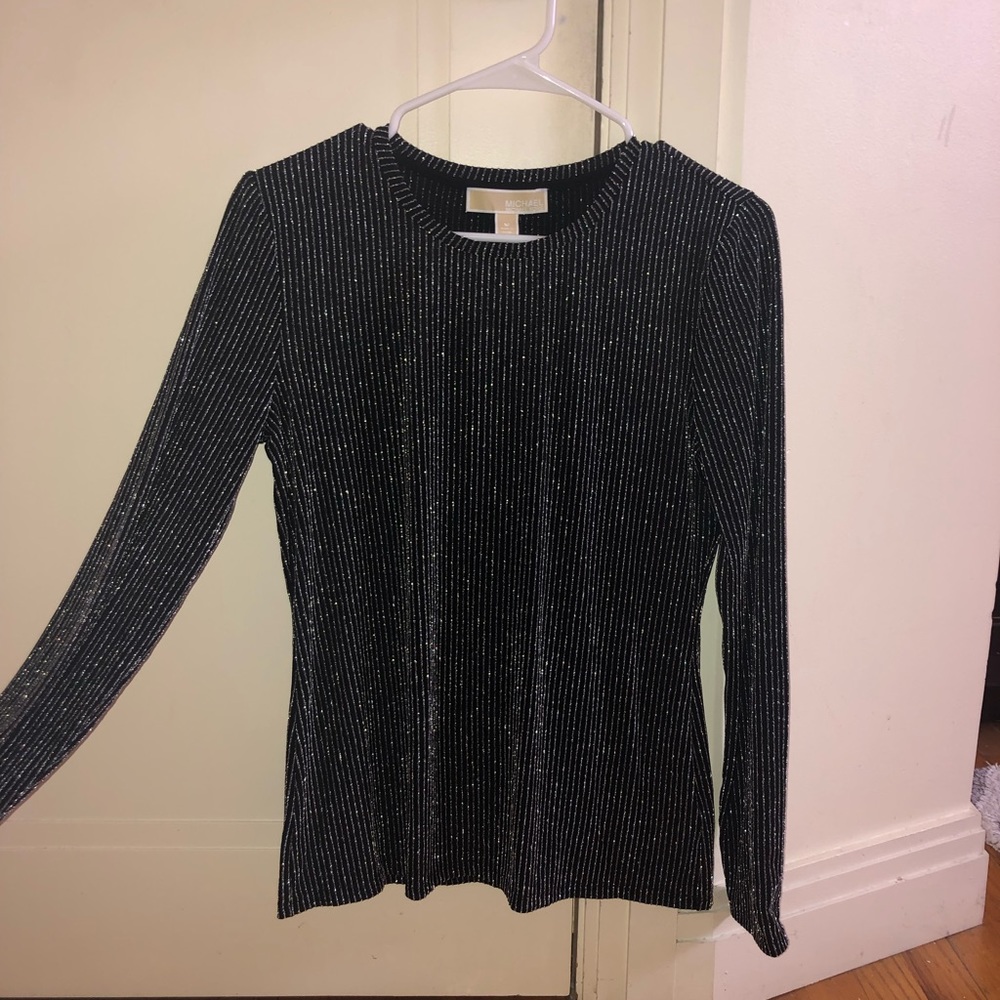 Michael Kors Black and Silver Dressy Blouse